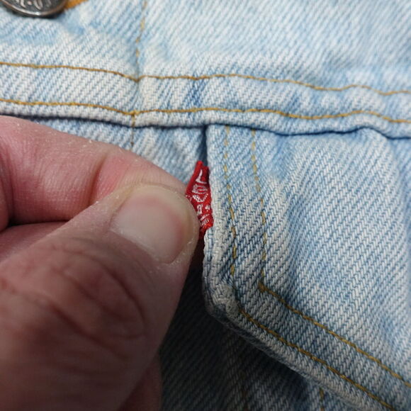 VINTAGE LEVI'S USA MADE MOTLEY CRUE DENIM JEAN BATTLE VEST WOMENS 14 21X22.5 - Picture 6 of 16